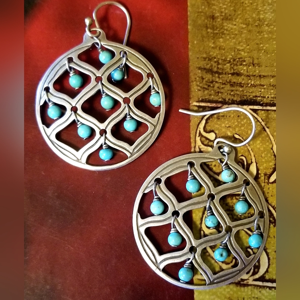 Silpada Sterling Silver & Howlite Cha Cha Earrings